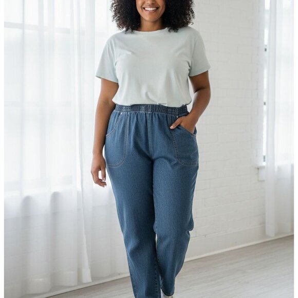 Vintage JC Penney Womens Jeans PLus Size 22W Elastic Waist Pull On Cotton Pants - Picture 9 of 9